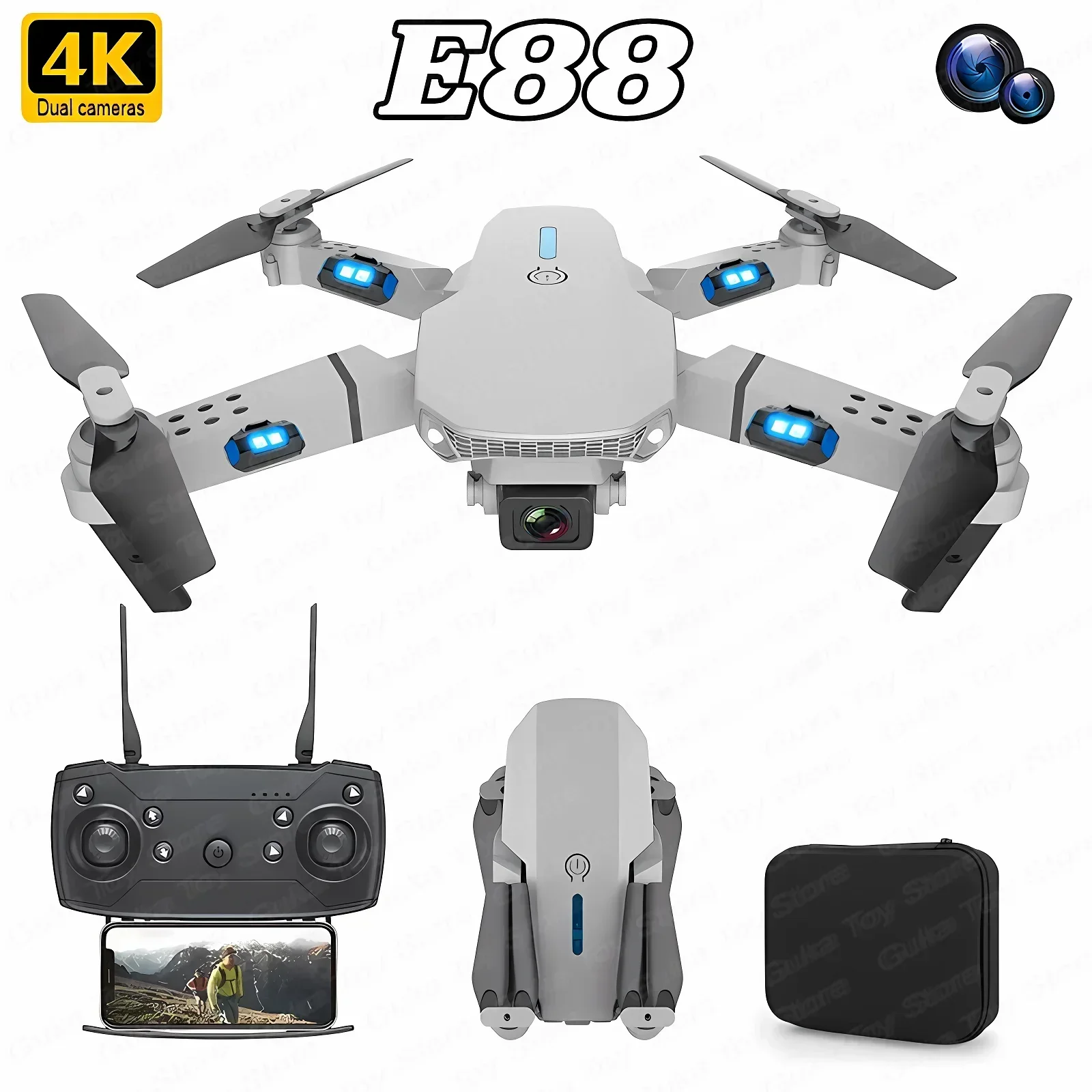 Dron Rc Quadcopter - E88 Pro WIFI FPV الطائرة بدون